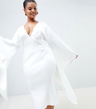 ASOS Curve + Premium Extreme Kimono Sleeve Scuba Midi Bodycon Dress