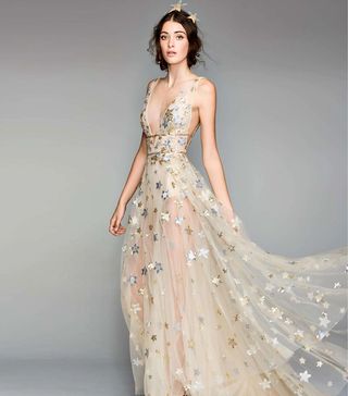 Willowby + Orion Tulle & Charmeuse Plunging A-Line Gown