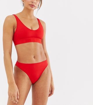 Weekday + High Leg Bikini Brief in Bright Red