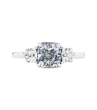 Scarselli + GIA Certified 1.41 Carat Gray Blue Radiant Cut Diamond Engagement Ring