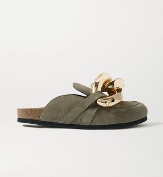 JW Anderson + Chain-embellished suede slippers