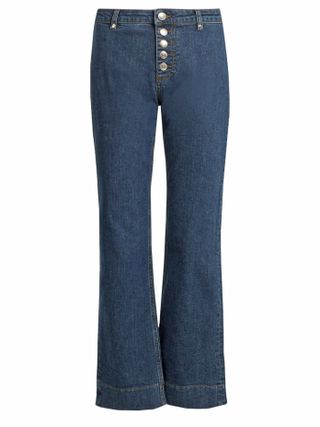 AlexaChung + Exposed-Button Kick-Flare Cropped Jeans