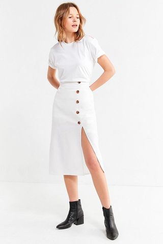 BOG Collective + Button-Down Linen Midi Skirt