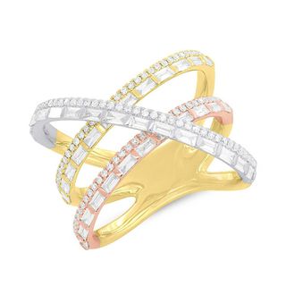 Anne Sisteron + 14K Yellow Rose and White Gold Diamond Baguette Ring