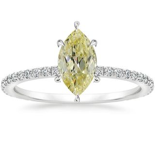 Brilliant Earth + Demi Diamond Ring With 1.02 CT Natural Fancy Yellow Marquise Diamond