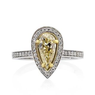 Mark Broumand + 1.61CT Fancy Light Yellow Pear Shaped Diamond Engagement Ring