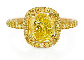 De Beers + Aura Cushion Yellow Diamond Ring