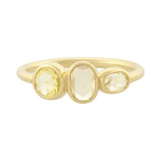 Mociun + Three Stone Yellow Rose Cut Diamond Ring