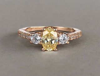 Simply Silvery + Rose Gold Canary Yellow Diamond Ring