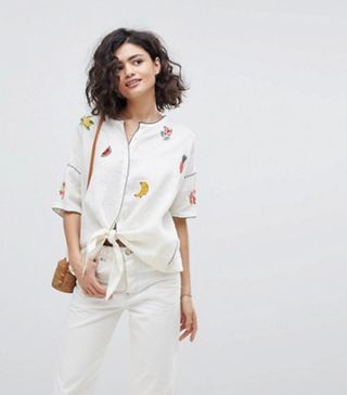 Intropia + Needlepoint Embroidered Fruit Blouse