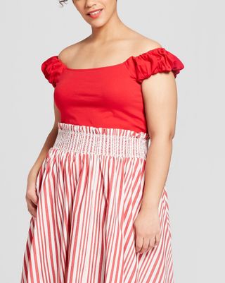 Who What Wear + Short Puff Sleeve Bardot Top
