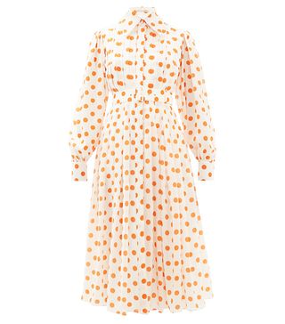 Emilia Wickstead + Anatola Pleated Polka-Dot Silk Shirtdress