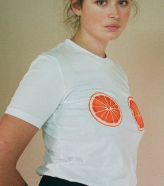 Birdsong + Blood Orange Hand Painted Tee in Organic Cotton