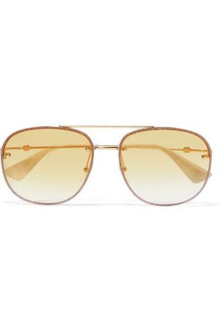 Gucci + Aviator-Style Gold-Tone Sunglasses