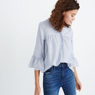 Madewell + Veranda Bell-Sleeve Shirt in Stripe