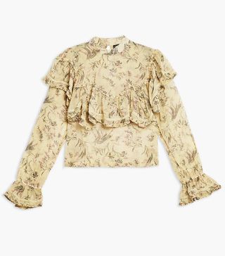 Topshop + Ditsy Floral Yoke Frilly Top