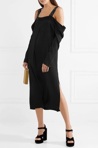 Elizabeth and James + Fynn Cold-shoulder Embellished Crepe De Chine Midi Dress