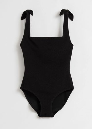 & Other Stories + Textured Bow Tie Swimsuit
