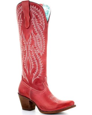 Corral + Red Embroidery Tall Top Western Boots