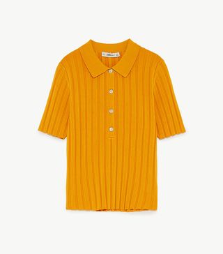 Zara + Ribbed Polo Shirt