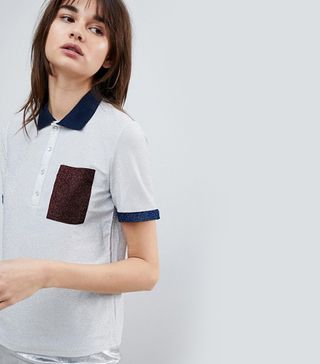 Cubic + Demi Short Sleeved Polo Shirt in Glitter Threads