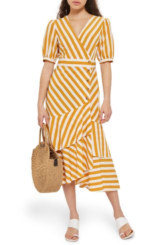 Topshop + Cutabout Stripe Ruffle Midi Dress