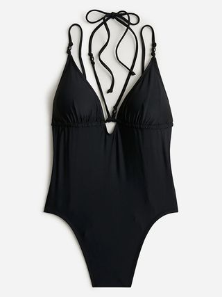J Crew + Strappy Plunge One-Piece With Beads