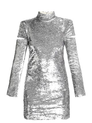 Helmut Lang + High-Neck Sequin-Embellished Mini Dress