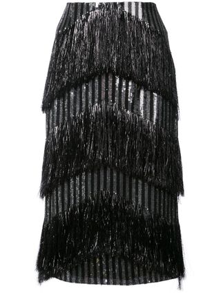 Sally LaPointe + Sequin Tasseled Pencil Skirt