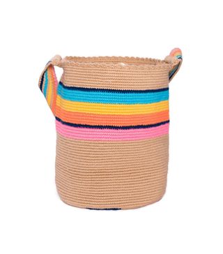 Soraya Hennessy + Striped Rainbow Woven Mochila Bucket Bag