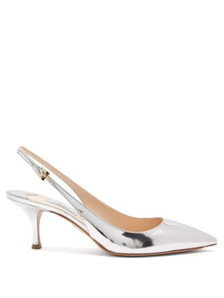 Prada + Point-Toe Leather Slingback Pumps