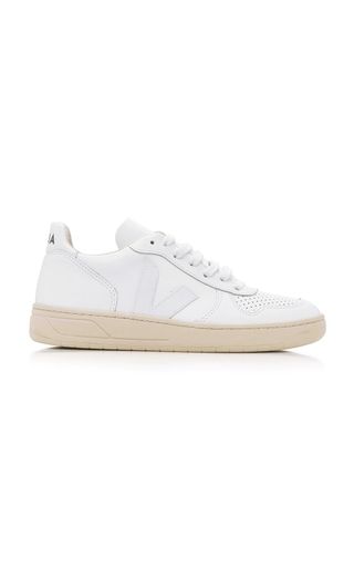 Veja + V10 White Leather Sneakers