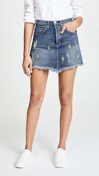 McGuire Denim + Izabel Embroidered High Rise Miniskirt
