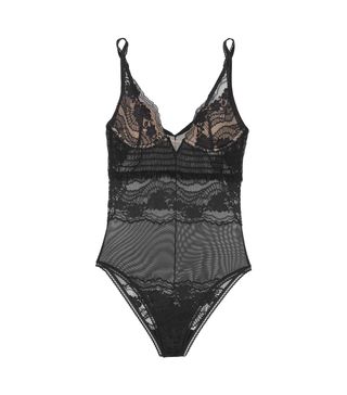La Perla + Lapis Lace Underwired Stretch-Leavers Lace and Tulle Bodysuit