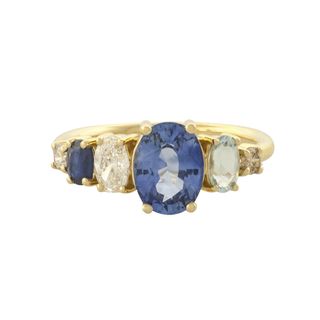 Mociun + Hydra Blue Sapphire Cluster Ring