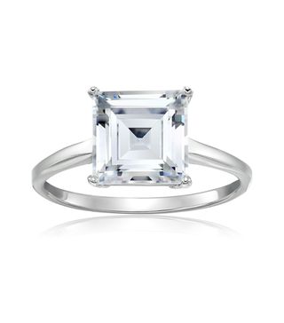 Amazon Collection + Sterling Silver Asscher Cut Cubic Zirconia Engagement Ring