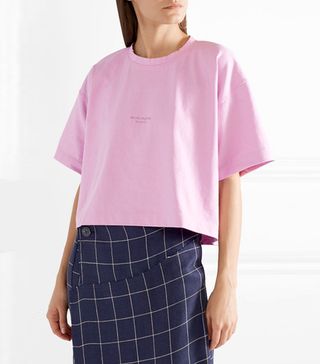 Acne Studios + Cylea Cropped Printed Cotton T-Shirt