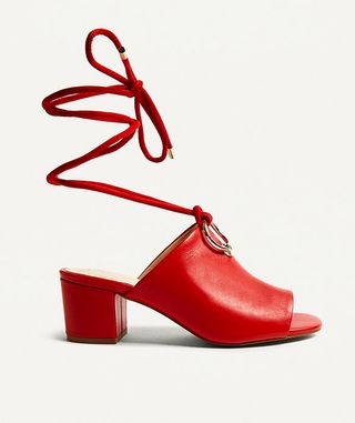 E8 by Miista + Mason Ring Red Ankle Strap Mules