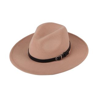 Dantiya + Wide Brim Wool Fedora Panama Hat With Belt