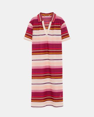 Zara + Striped Dress With Polo Collar