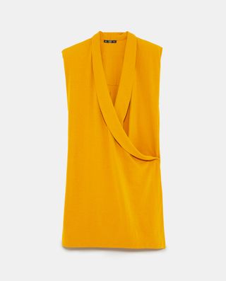 Zara + Shawl Collar Dress with Shoulder Pads