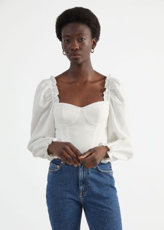 & Other Stories + Puff Sleeve Corset Blouse
