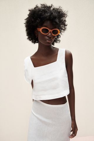 Zara + Linen Crop Top