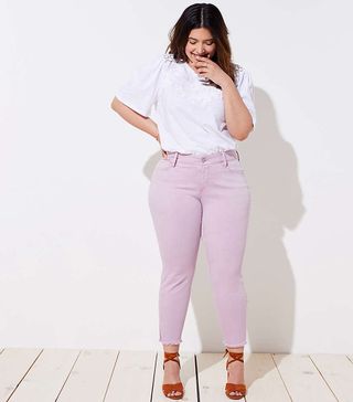 Loft + Frayed Skinny Jeans in Lush Lilac