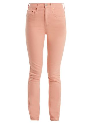 Re/Done Originals + High-Rise Skinny Jeans in Peach-Pink