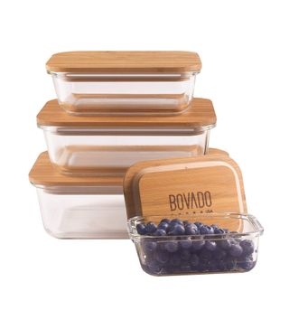 Bovado USA + Rectangular Glass Food Storage Containers with Eco-Friendly Bamboo Lids