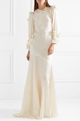 Simone Rocha + Bow-Embellished Silk-Satin Gown