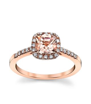Robbins Brothers + Blossom Bridal 14K Rose Gold Morganite Diamond Engagement Ring 1/5 cttw