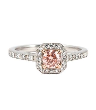 Donald Edge + White and Pink Brilliant Cut Diamond Platinum Engagement Ring