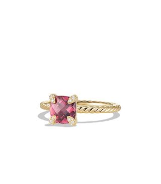 David Yurman + Chatelaine Ring with Pink Tourmaline and Diamonds in 18K